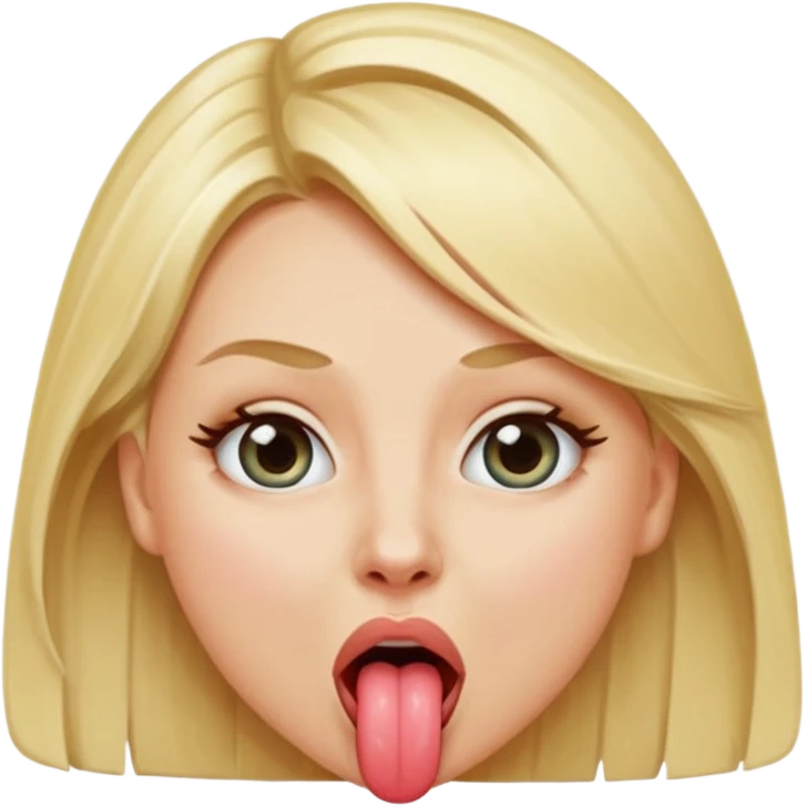 The blonde woman stuck her tongue out and her eyes were naked. emoji