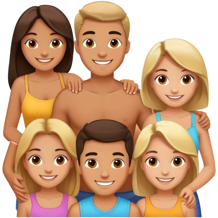 Group of 6 friends, 3 guys and 3 girls emoji