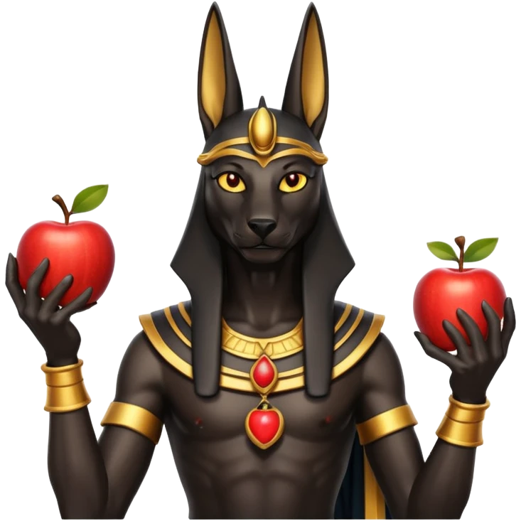 anubis god with an apple emoji