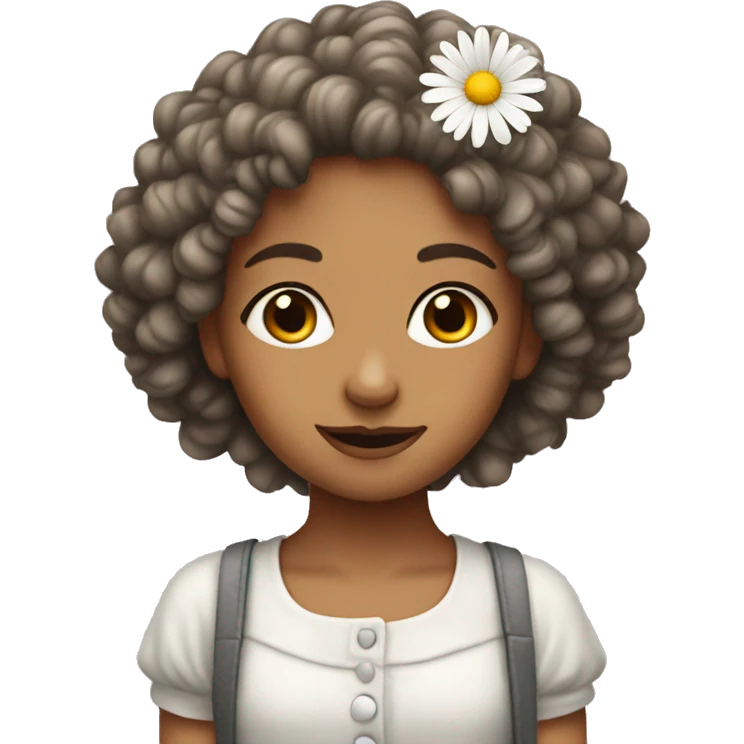 permed girl with daisy flower emoji