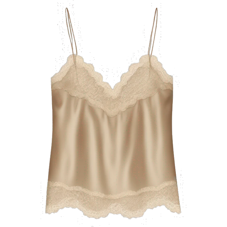 Realistic isolated tan silk lace camisole blouse.  emoji