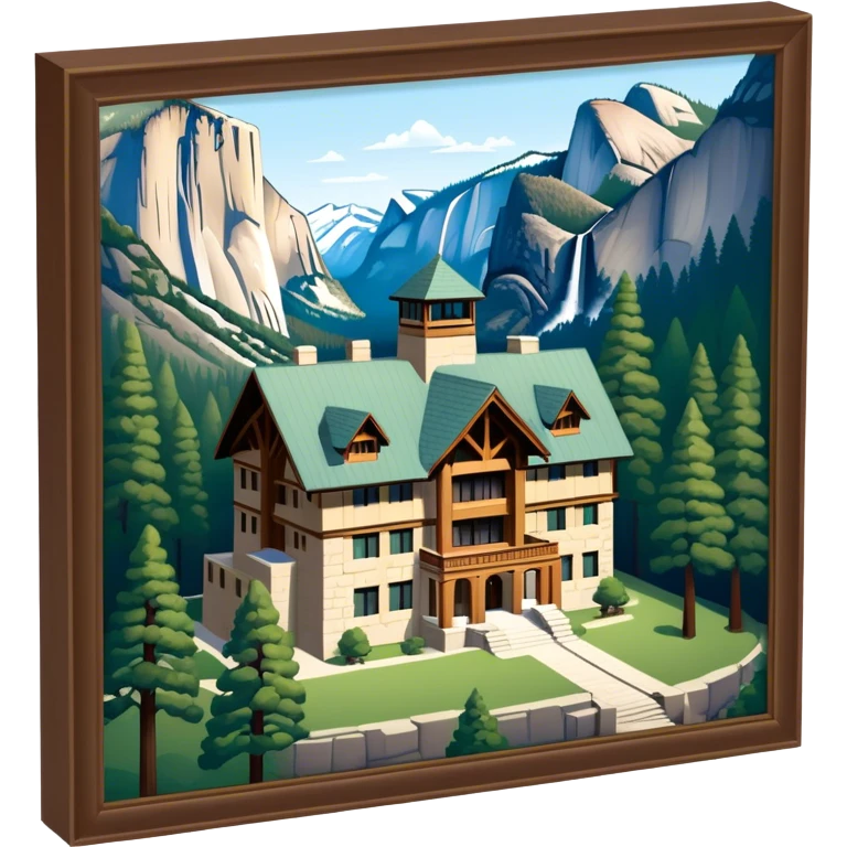 The Ahwahnee Lodge, Yosemite national park, isometric exterior view  emoji