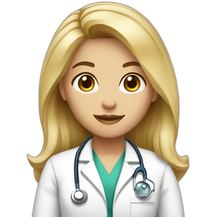 girl blond medium hair doctor emoji