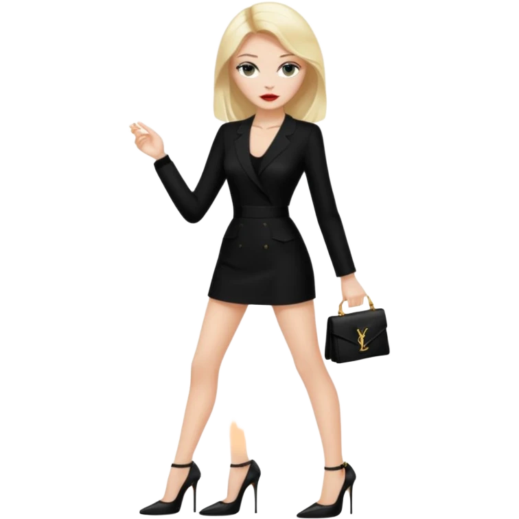 فتاة ترتدي طقم اسود وكعبysl emoji