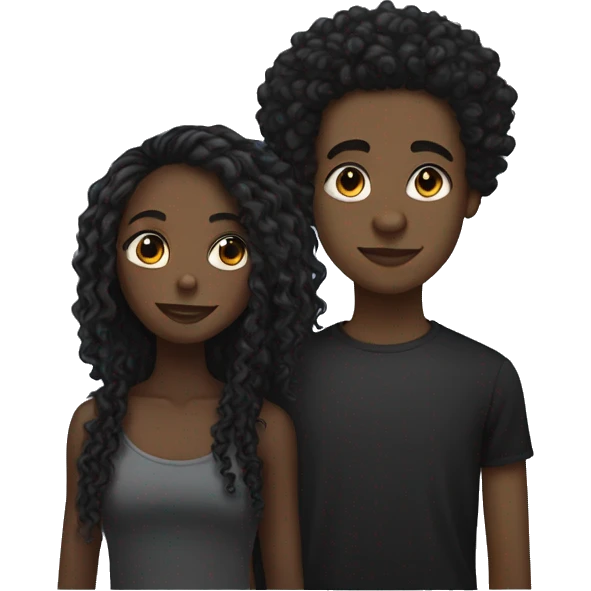 black girl w curly hair next to a black dread head boy emoji