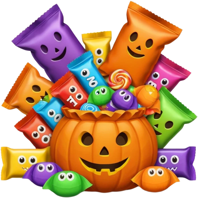 Halloween candies and candy bags, no pumpkin image emoji