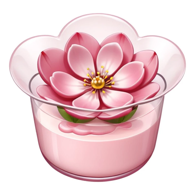 sakura pudding shaped like a flower with cherry blossom accent emoji