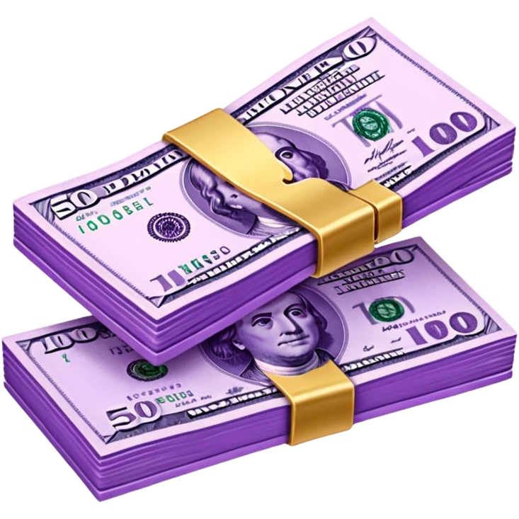billetes en 3d morados animados en png emoji