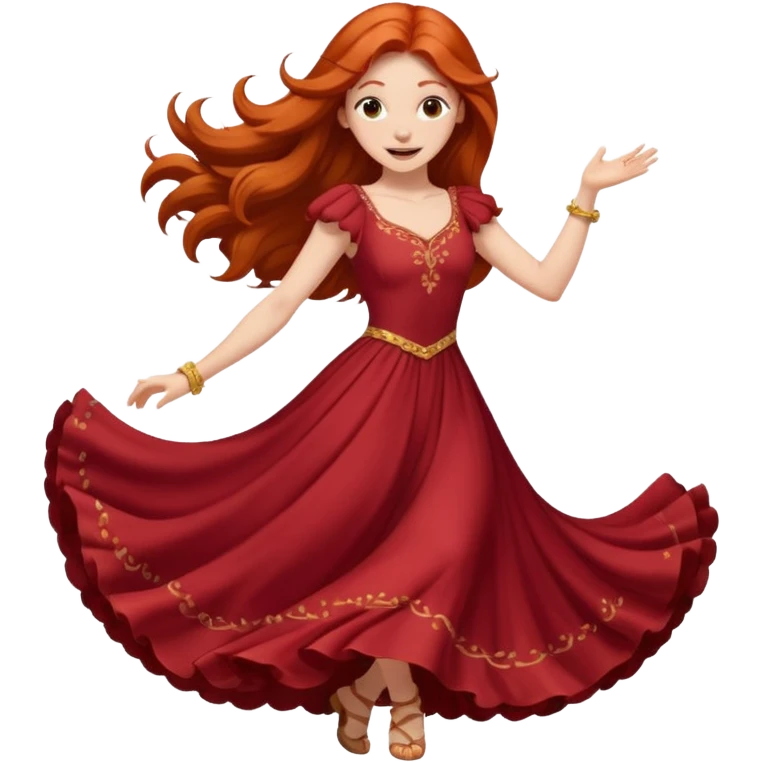Excited long haired redhead dancing emoji