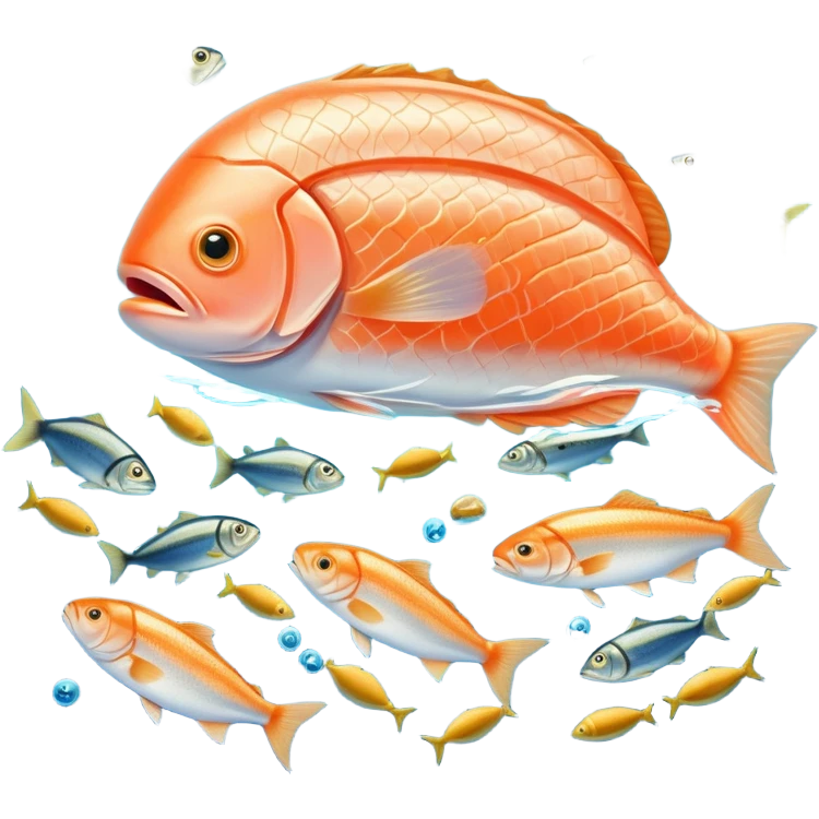 Golden omega-3 capsule beside several fatty fish (salmon, sardines), walnuts, and green leafy vegetables, all floating in blue waters near a glowing brain. Blue waves connect these omega-rich foods to the brain and heart, showing their health benefits. emoji