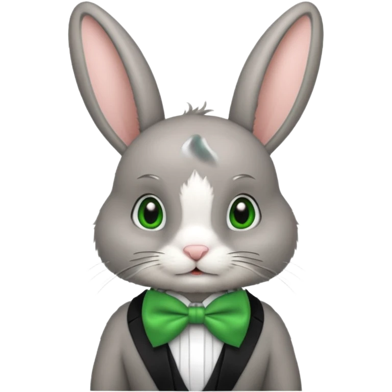 grey bunny with green bowtie emoji