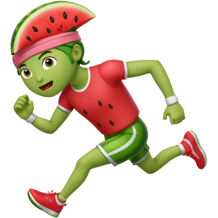 Running Watermelon with arms and legs with a sports headband  emoji