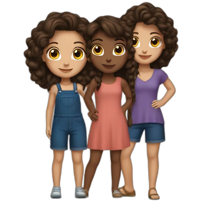 3 brunettes friends emoji