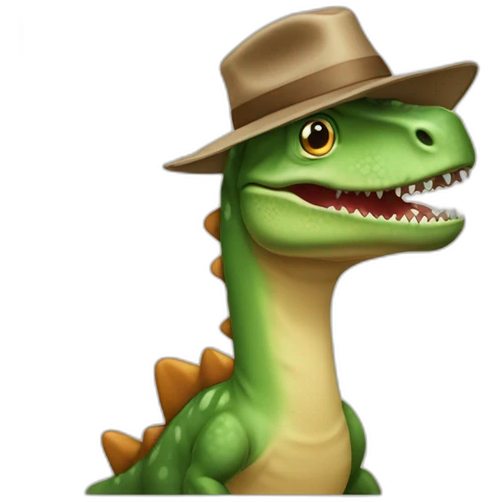 Dinosaure avec un chapeau emoji