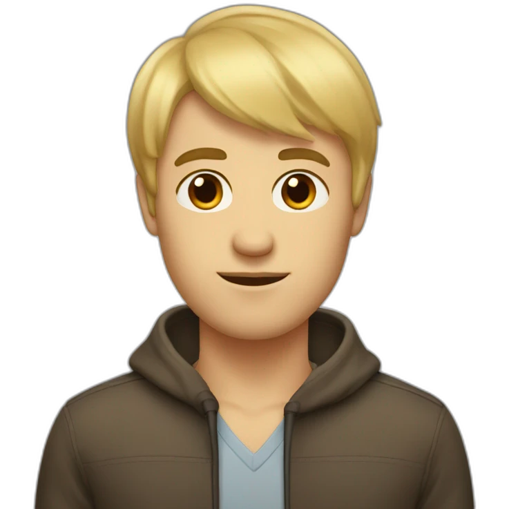A guy with bangs on both sides, blond hair and brown eyes emoji