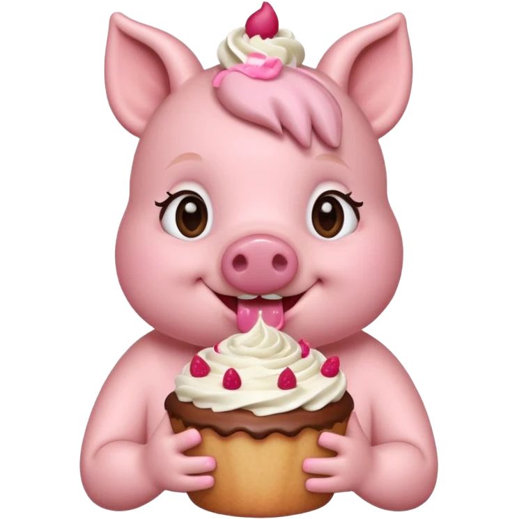 Lanie Pig in cake emoji