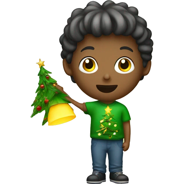 boy by christmas tree lamp emoji