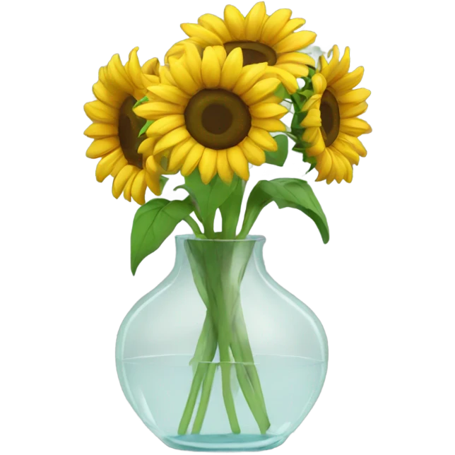 Sunflowers in a clear vase. emoji