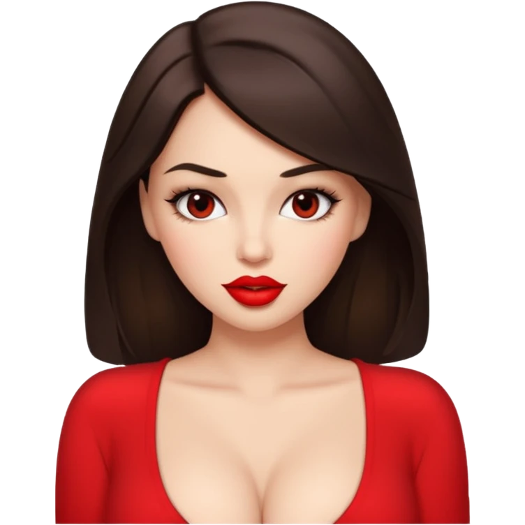 Seductive. big boobs. brunette. mischievous. emoji