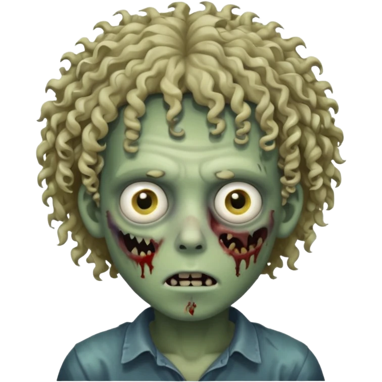Boy zombie with curly hair emoji