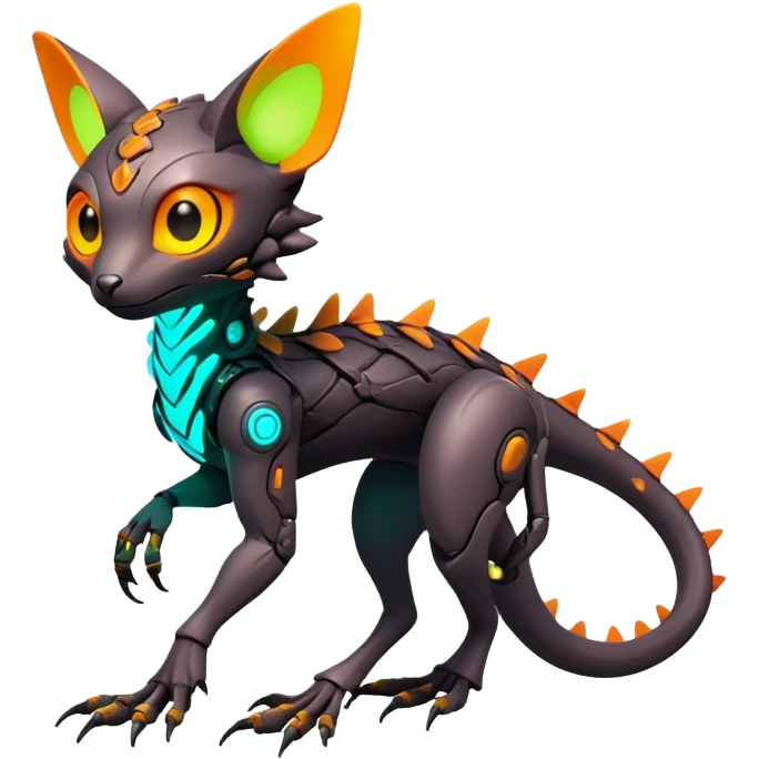 futuristic lush warm-colored neon-colored Fakémon-Trico-creature (full body) emoji