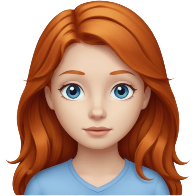 Ginger head girl with long hair and lightblue eyes emoji