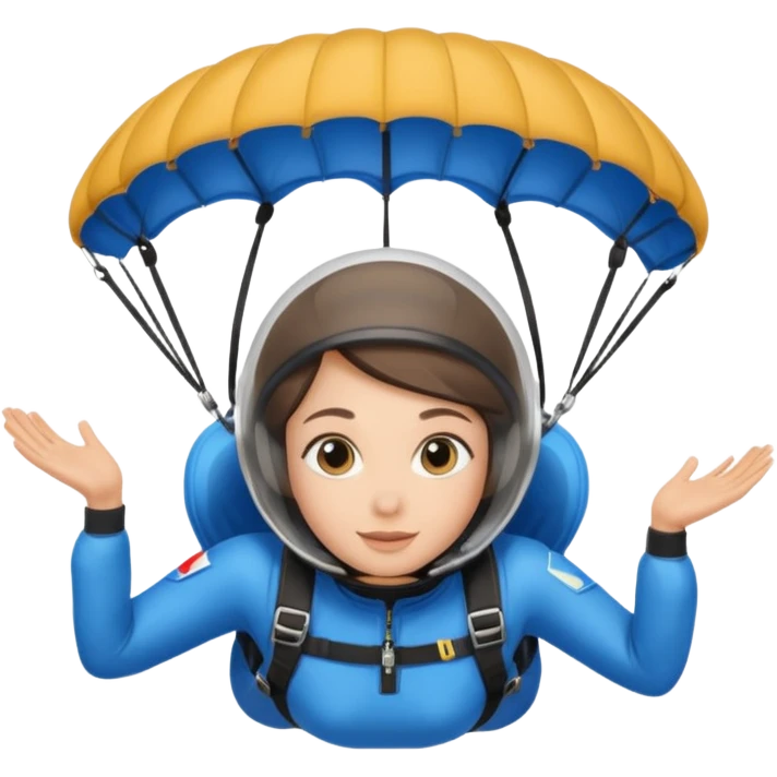 Skydiving girl with parachute and UFO blue emoji
