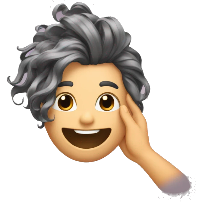Flipping hair with hand emoji