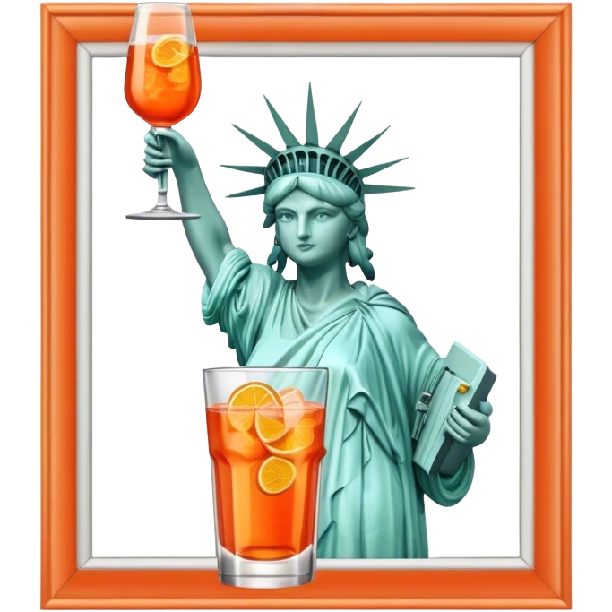 REPLACE THE TORCH OF THE STATUE OF LIBERTY FOR A GLASS OF APEROL SPRITZ emoji