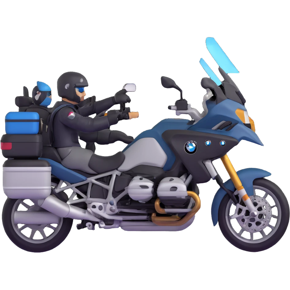 group of BMW motorcycles with riders touring together emoji
