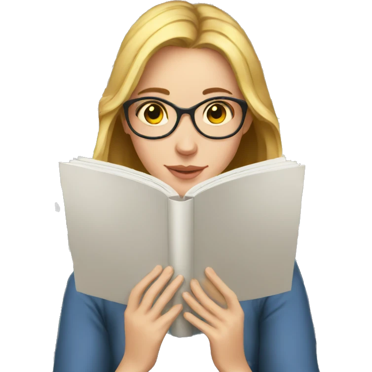 white girl reading book emoji