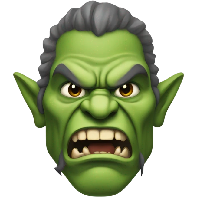 A green skin tusked orc snarling emoji