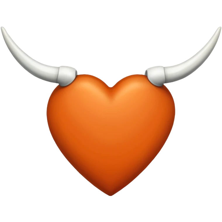 Burnt orange heart with white longhorn silhouette inside emoji