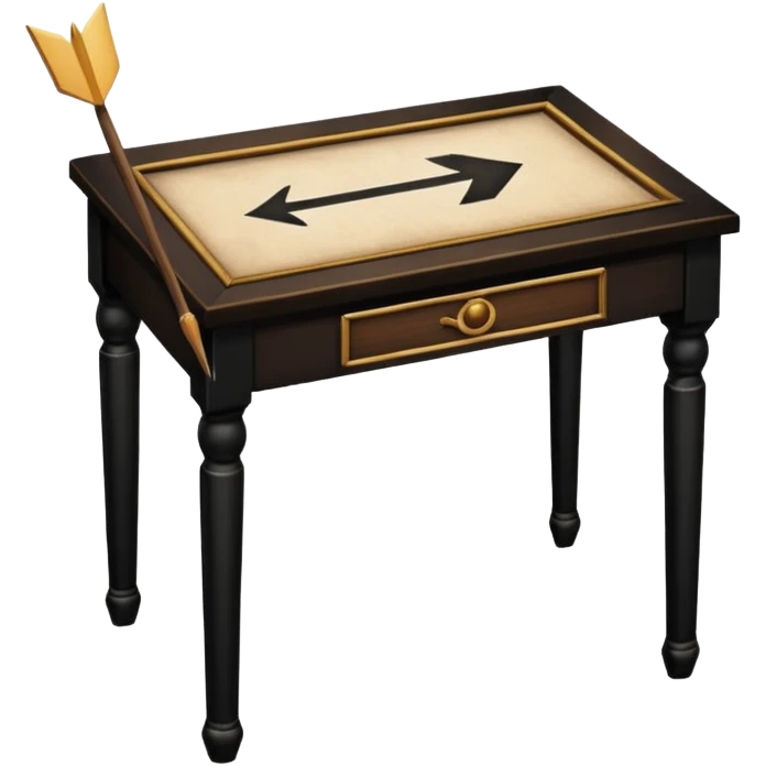 tavolo con freccia verso un piede emoji