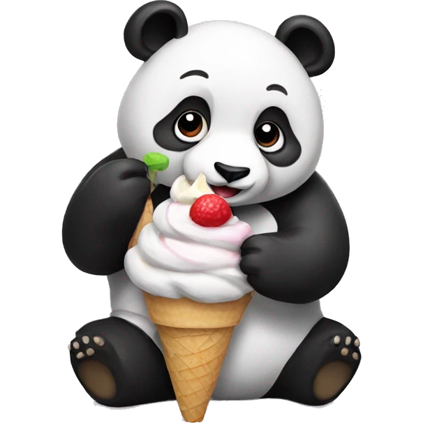 Panda eating ice cream emoji