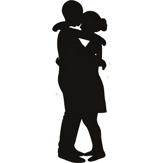 Two silhouettes of people hug each other emoji