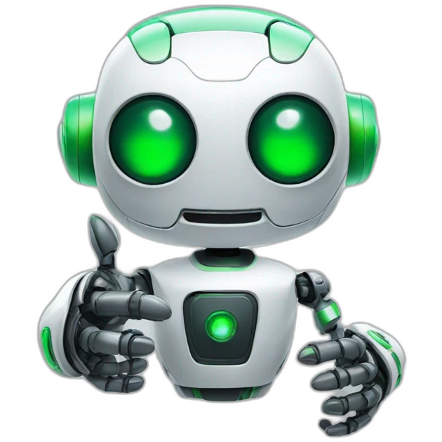 robot with green eyes thumbs up emoji