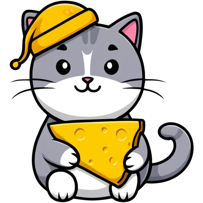 Cheese cat wearing a yellow hat emoji