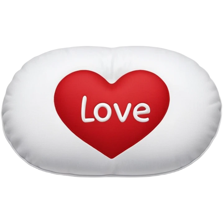 Oval shaped stitched pillow with LOVE PILL saying on it colors red and white emoji