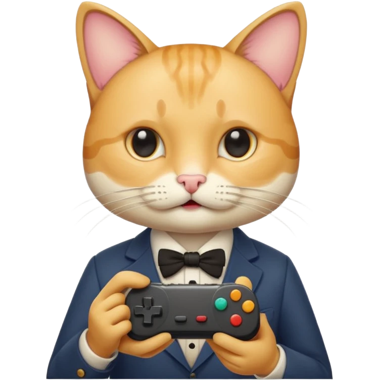 신사콧수염을 단 치즈고양이가 게임기를 들고있다 emoji