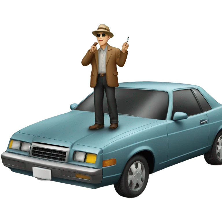 A man smoking a cigar while standing on a car emoji