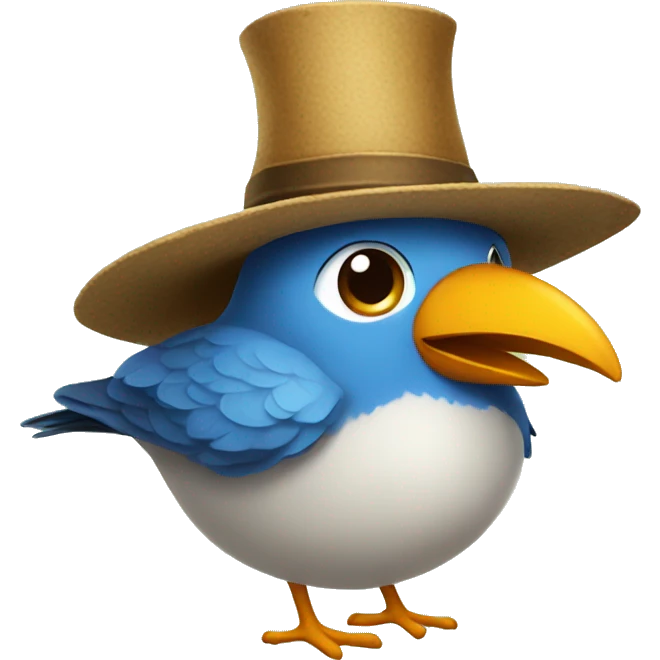 Bird with big hat emoji
