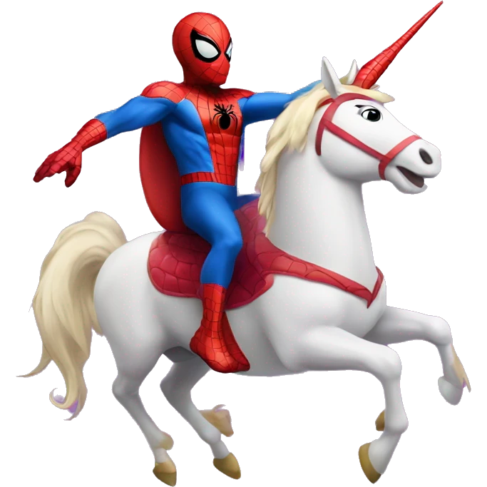 Spider-Man riding a unicorn  emoji