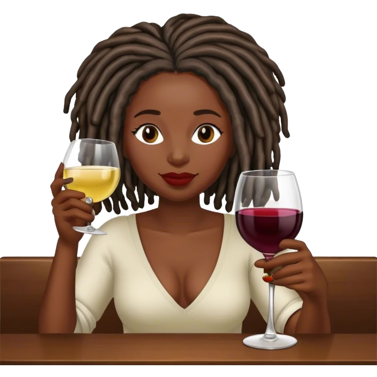 Black woman with locs wine emoji