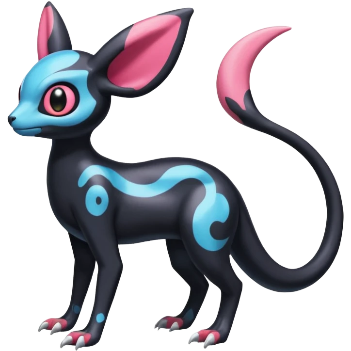 Shiny Duskull-Salandit-Umbreon-Sylveon-Fakémon-hybrid-creature (full body)  emoji