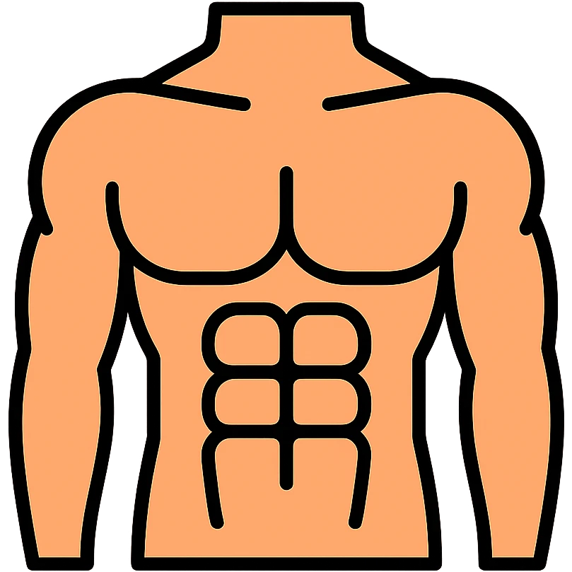 male torso point of view, lineal color icon with black outlines emoji
