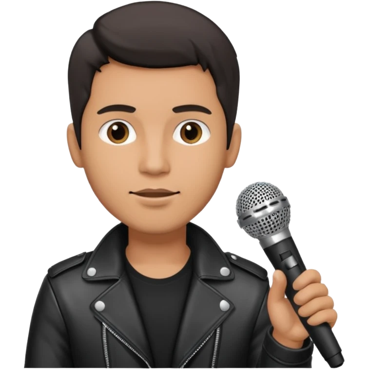 lether jacket man holding microphone emoji