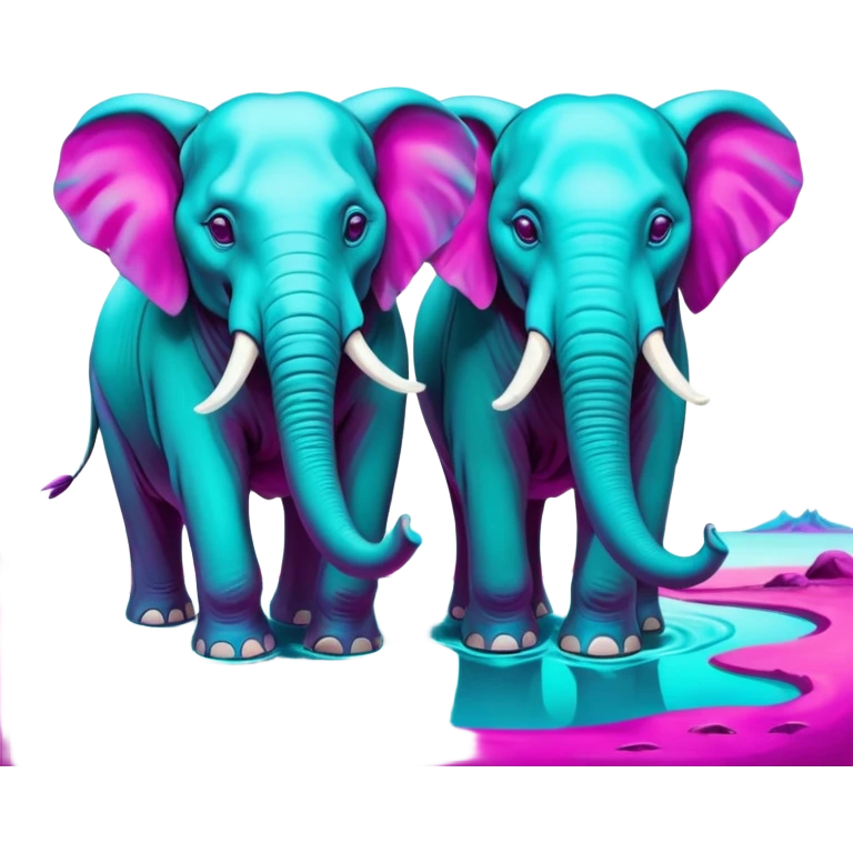 synthwave - surreal elephants from Salvador Dali's paintings in a dreamscape emoji