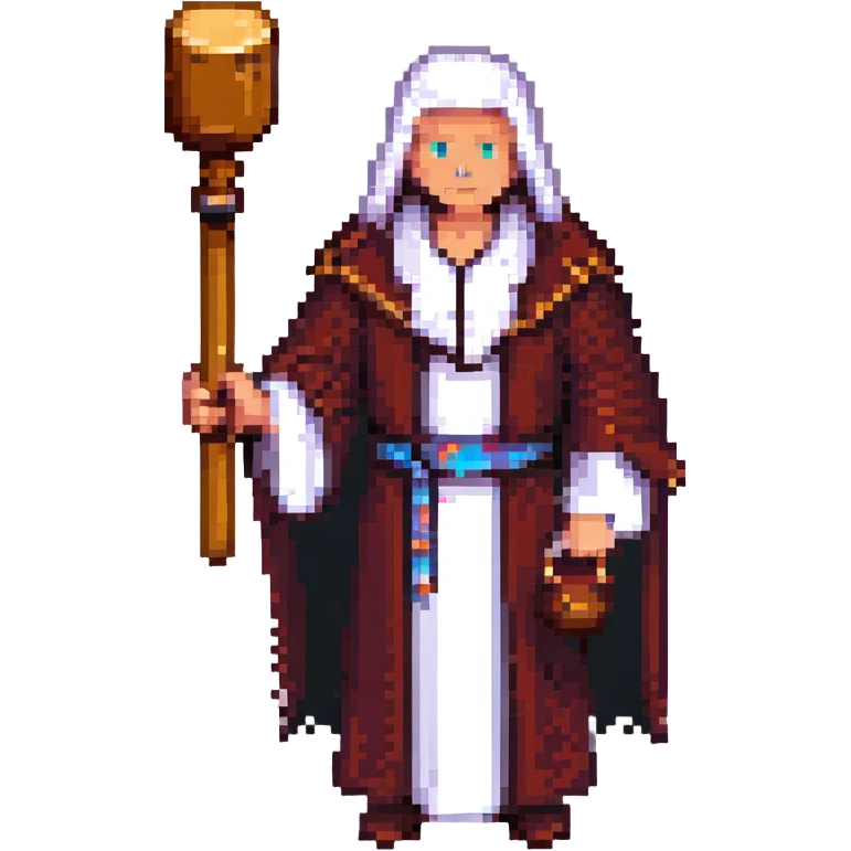 pixel art judge in a robe with a gavel emoji