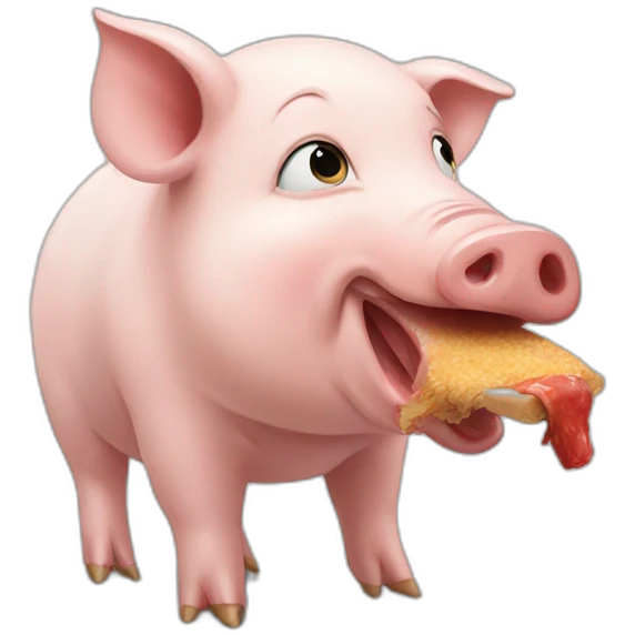 A pig eating chicken. emoji